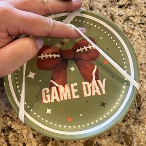 Game Day Green and Brown Football Appetizer Plate Set Set of 6